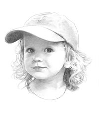 Pencil drawing of a girl in a hat