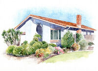 House watercolour painting