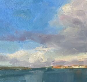 On the Way to Ireland, 8”square oil