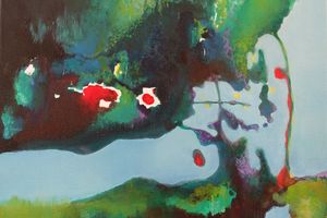 Splat. Ink and oil on canvas. 41x31cm