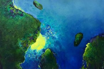 Yellow clearing. Ink and oil on canvas. 41x31cm