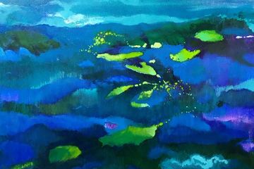 Islands. Ink and oil on canvas. 41x31com