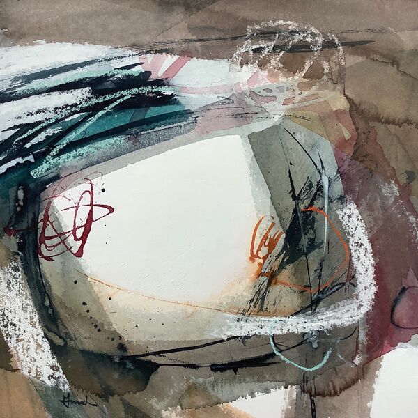 Cradled sky abstract landscape painting on paper