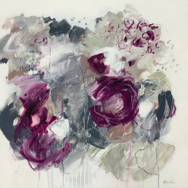 Abstract flower painting on canvas for sale