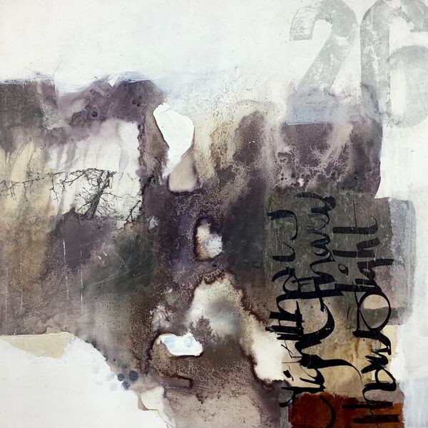 Small abstract painting on wood panel for sale