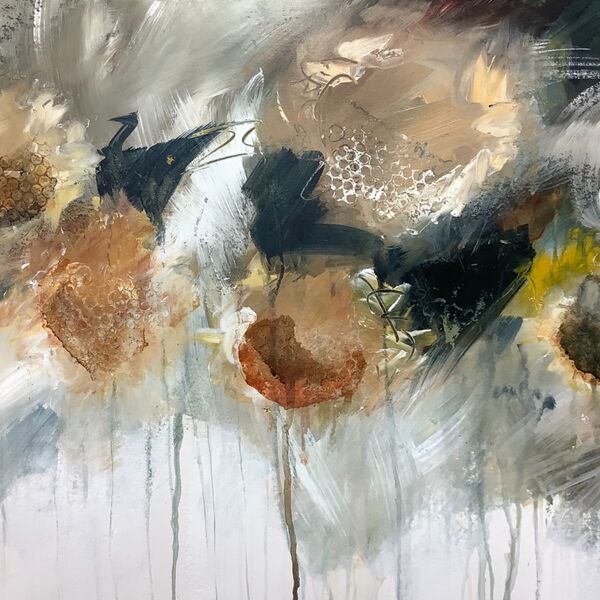 abstract painting of sunflowers