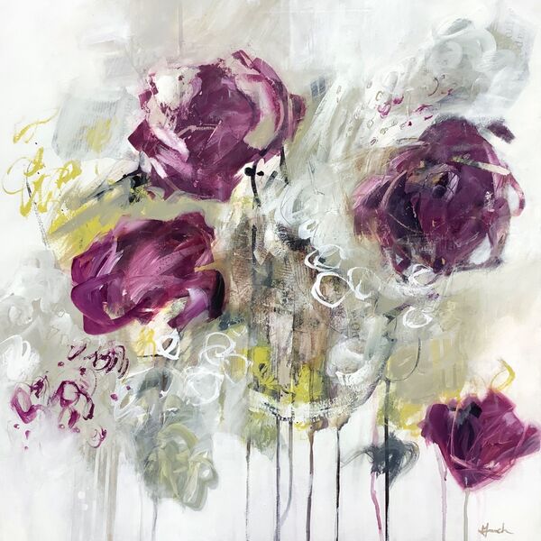 Abstract flower painting on canvas for sale