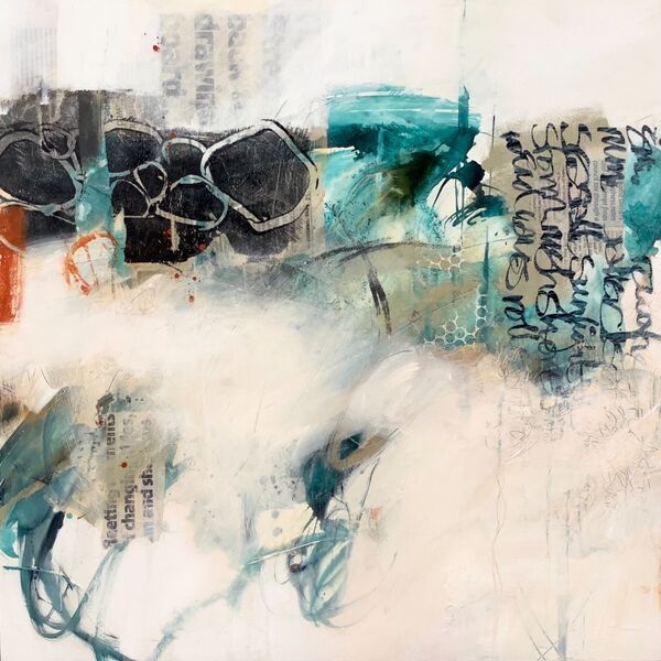 Changing tides Abstract coastal painting on panel for sale