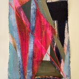 Pink Lines 1 28x38cm oil, ink and pastel on thick Khadi paper