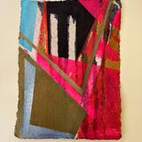 Pink Lines 4 28x38cm oil, ink and pastel on thick Khadi paper