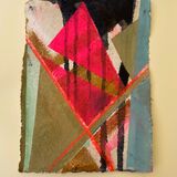 Pink Lines 3- 28x38cm- oil, ink and pastel on thick Khadi paper