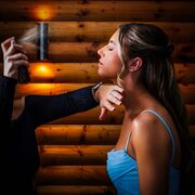 Bridal preparation at Canada Lake Lodge