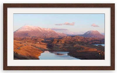 Panoramic mounted and framed print walnut grain