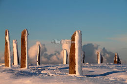 Ring of Brodgar blanketed in deep snow