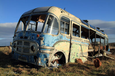 Lyness, old Bedford bus