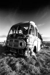 Abandoned Bedford bus in infrared