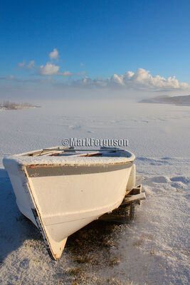 Harray Loch boat in winter