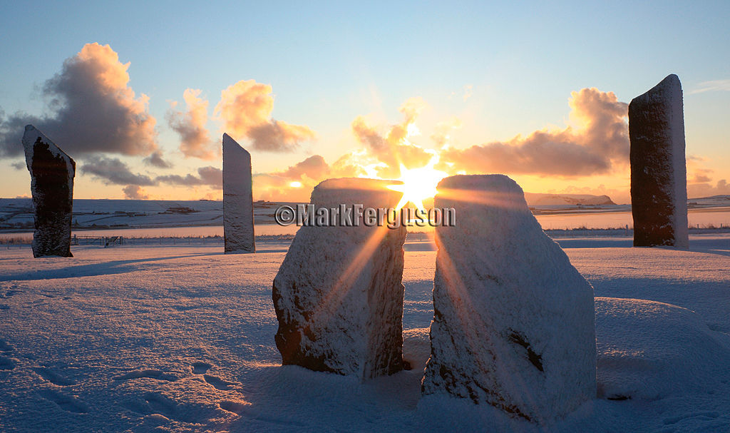 Winter sunset at the Standing Stones of Stenness