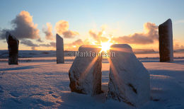 Winter sunset at the Standing Stones of Stenness