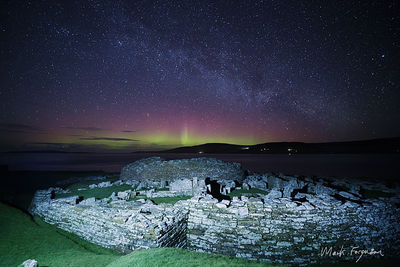 Broch of Gurness with aurora