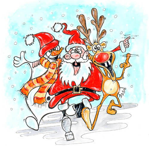 Dancing Santa. Xmas card from 2012.