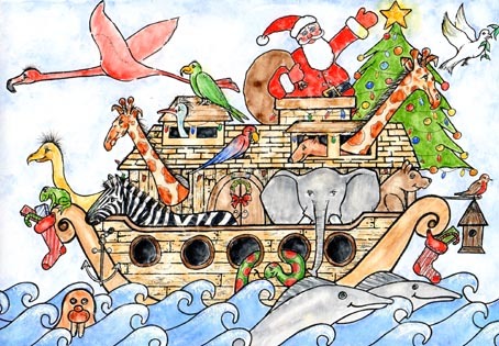 Xmas Noah's Ark. Now available as a Xmas card.