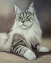 Original Pastel Painting Of Willow The Maine Coon.