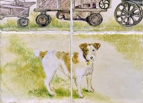 "Threshing" Farming mural, detail from Mural, full image and price on next Image.