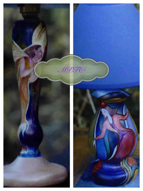 Please go to "How to Commission aTile Mural" and click on "Hand Painted Table Lamps"