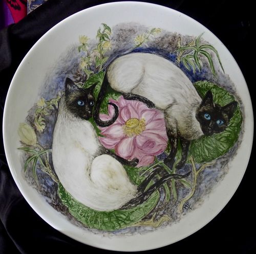 Hand Painted Cats on fine Bone China Bowl