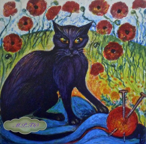 One of five Limited Edition printed Tiles "The Toast & Marmalade Cats" £14.99 each.