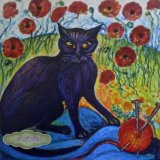 One of five Limited Edition printed Tiles "The Toast & Marmalade Cats" £14.99 each.