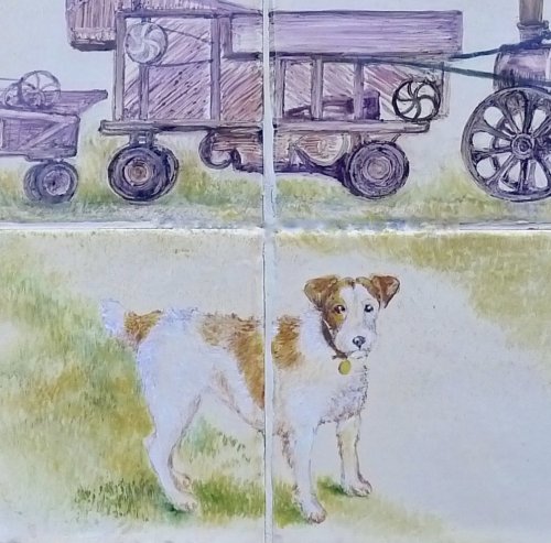 Detail from "Dog & Threshing Machine"