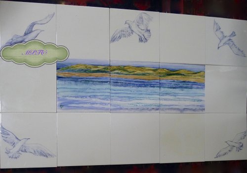 New Hand Painted Splashback "Seagulls" For Sale on E-commerce site "The Margaret Taylor Collection"