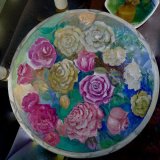 Hand Painted Roses On Wooden Chair