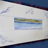 New Hand Painted Splashback "Seagulls" For Sale on E-commerce site "The Margaret Taylor Collection"