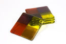 Multi coloured square fused glass coaters