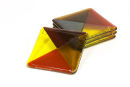 Multi coloured triangle fused glass coaters