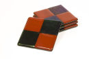 Black and red square fused glass coaters
