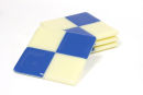 Cream and blue square fused glass coaters