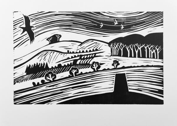 Deacon Hill Knocking Hoe Knocking Knoll Nature Reserve Chilterns Linocut Print