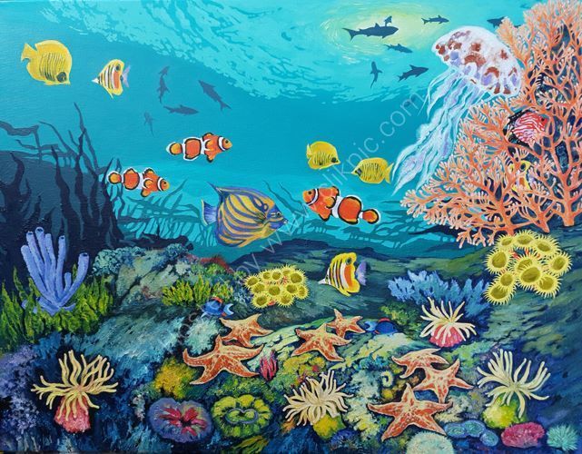 Plastic ocean: completed underpainting