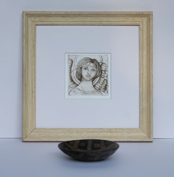 'Angel' Framed Etching (sepia)