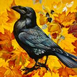Raven in Gold print 30x30 £40 Raven in Gold