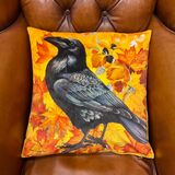 Velvet cushion Raven in gold