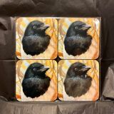 Magpies only, four coasters set £15 free UK delivery Magpie only coaster set of four