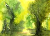 Walking in the Forest. Watercolour on Paper