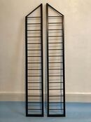 A pair of restored slim depth bookshelf ladders. Height 132.1 cm x Depth 20.3 cm. Please click on image for more information.