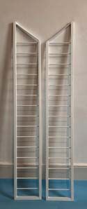 A pair of restored slim depth bookshelf ladders. Height 132.1 cm x Depth 20.3 cm. Please click on image for more information.