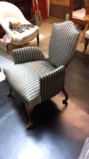 £750 .1880's English 'Quaint' chair, covered in French silk, traditionally built with horse hair and hand stitched. £750